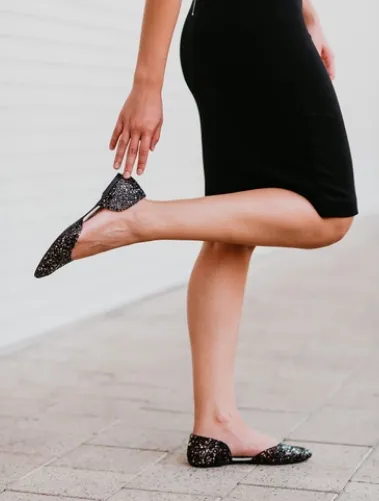 Rollasole Glitz & Glam Pointed Flats Black