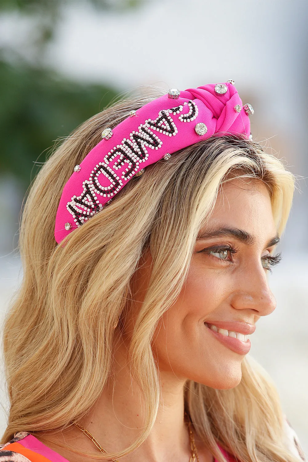 Rose Red GAME DAY Rugby Football Season Diamond Knotted Headband