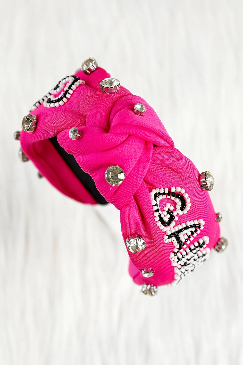 Rose Red GAME DAY Rugby Football Season Diamond Knotted Headband