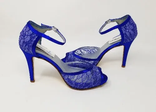 Royal Blue Lace Bridal Shoes - Royal Blue Bridesmiads Shoes