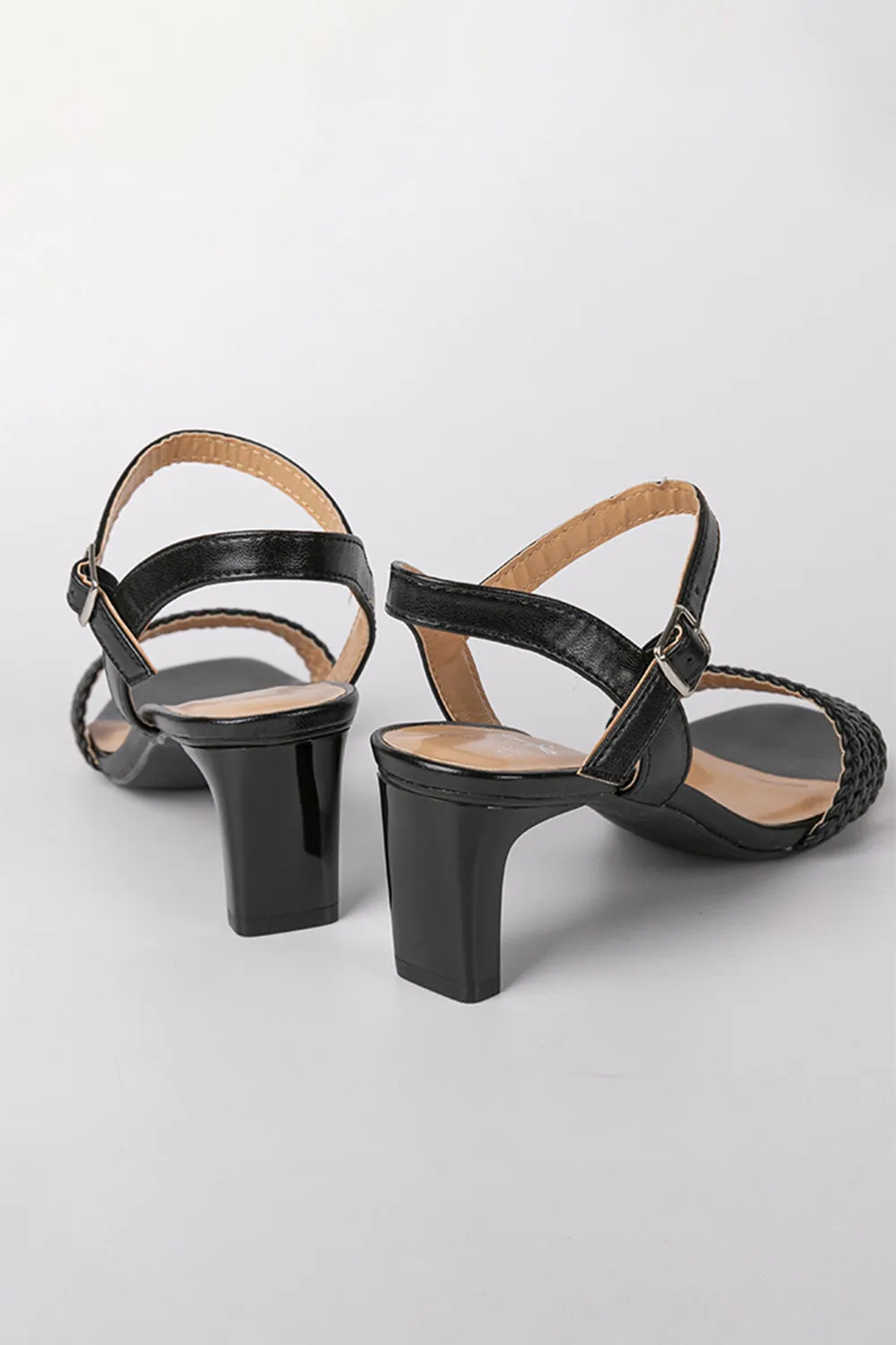 Roycebridal Outdoor Sandals Peep Toe Chunky Heel Fashion Shoes With Buckle Braided Strap