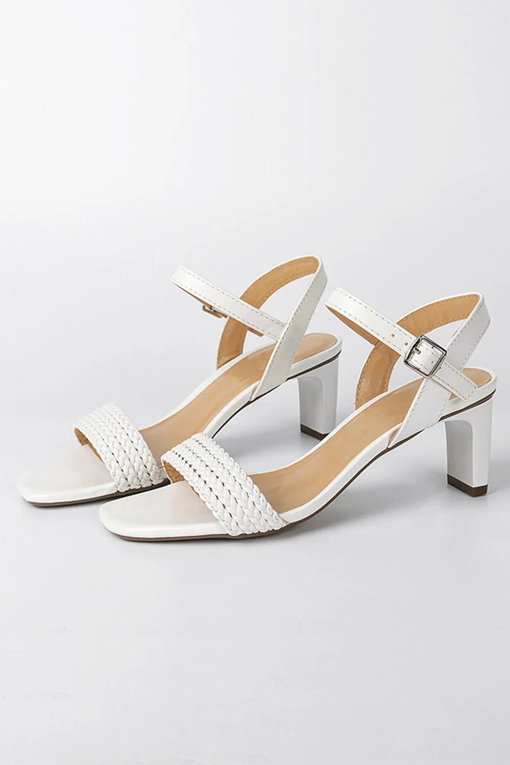 Roycebridal Outdoor Sandals Peep Toe Chunky Heel Fashion Shoes With Buckle Braided Strap