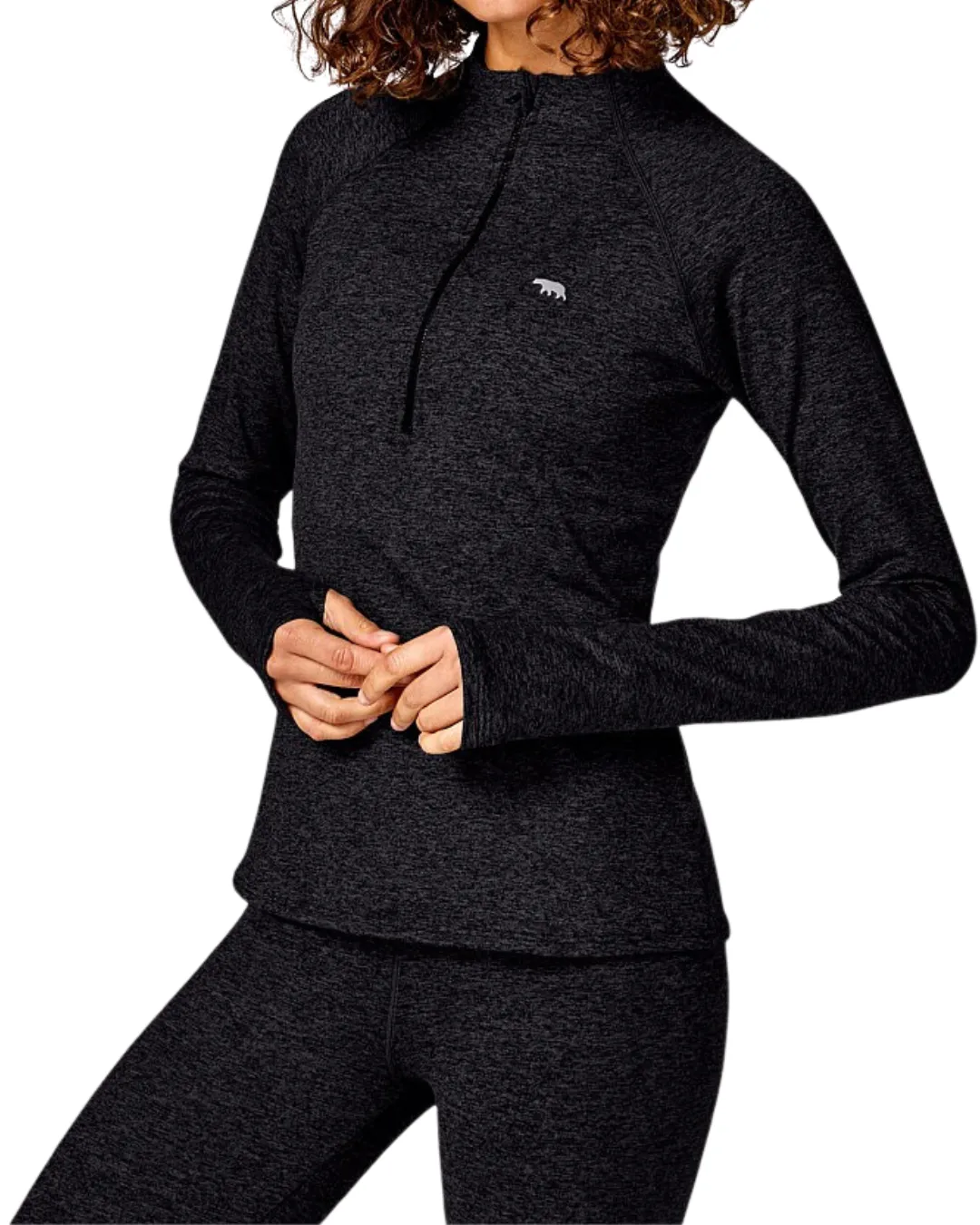 Running Bare Base Camp Zip Running Top | Black Marle | Final Sale