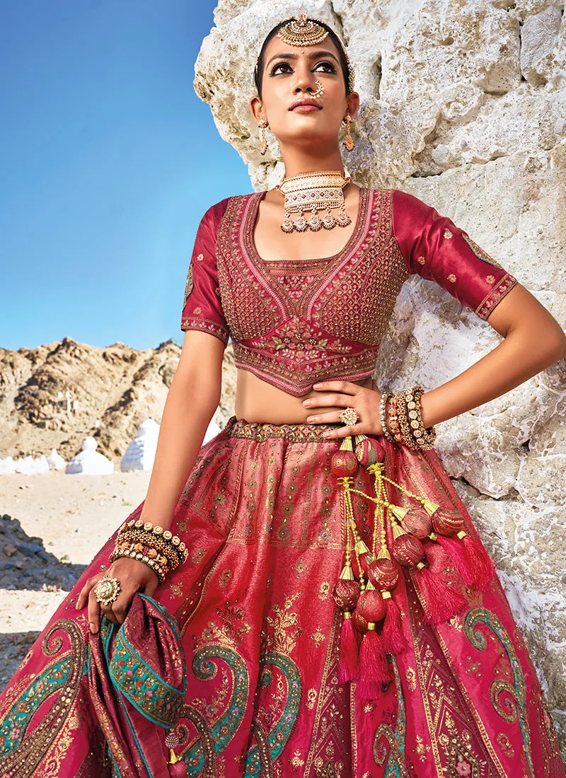 Rustic Red Embroidery Wedding Lehenga Choli