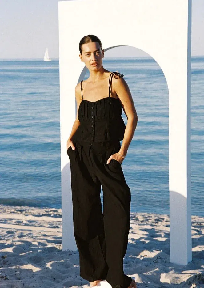 SALT Linen Tailor Trouser Black