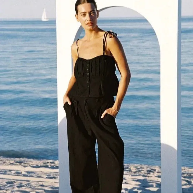 SALT Linen Tailor Trouser Black
