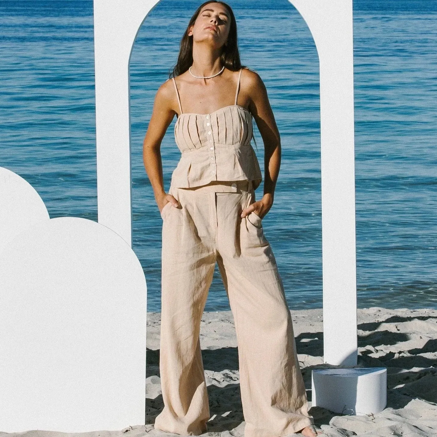 Salt Linen Tailor Trouser Sand