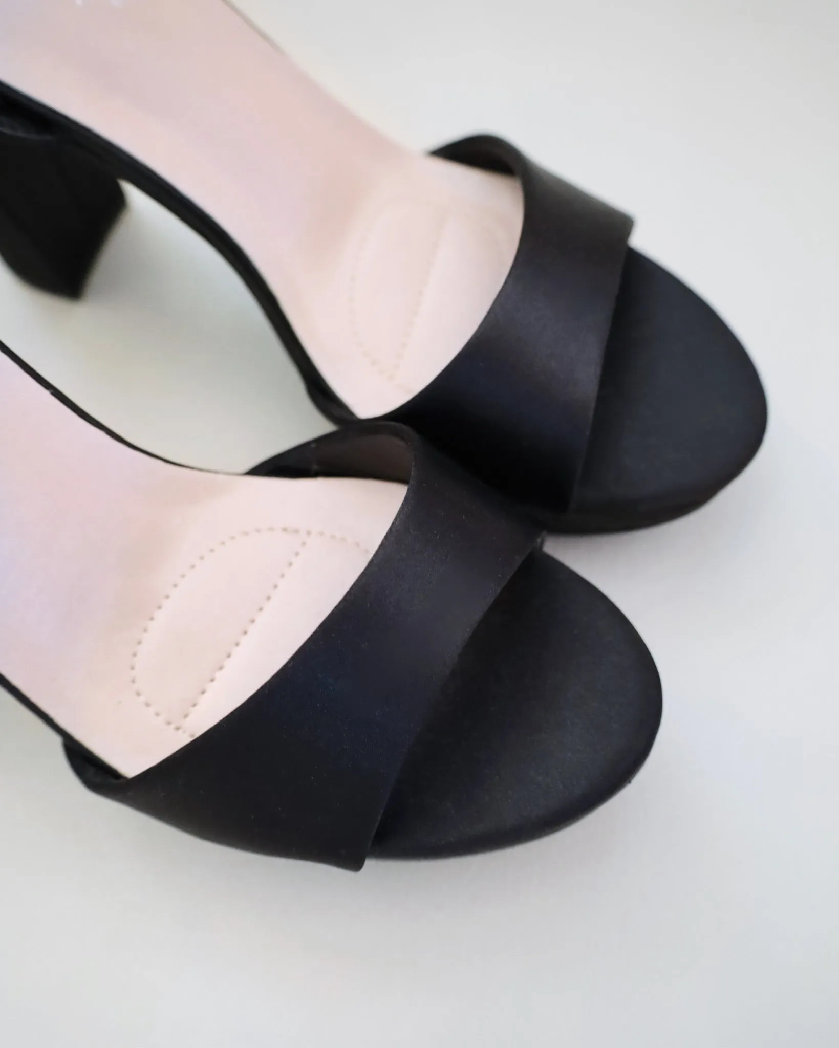 Satin Platform Block Heel Evening Sandals
