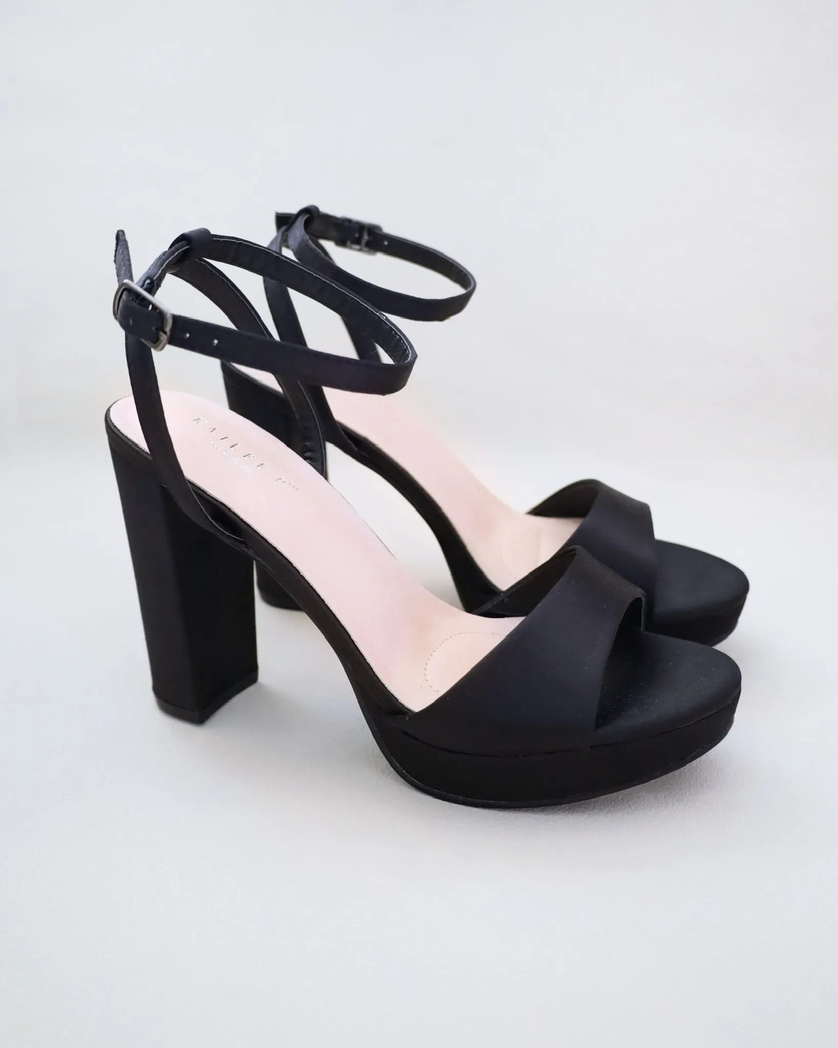 Satin Platform Block Heel Evening Sandals