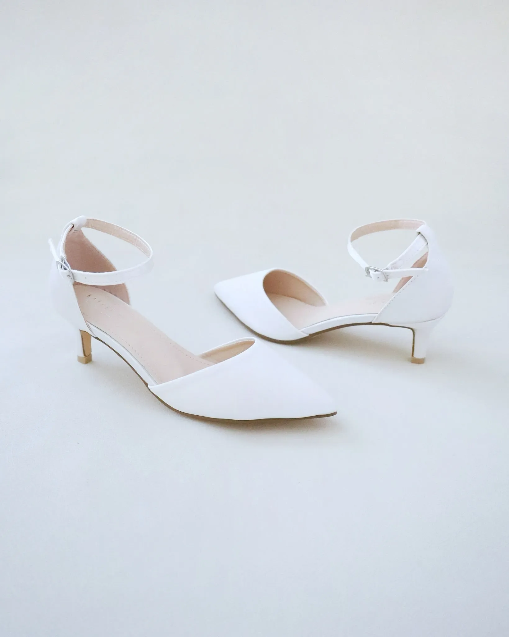 Satin Pointy Toe Low Heels Wedding Shoes