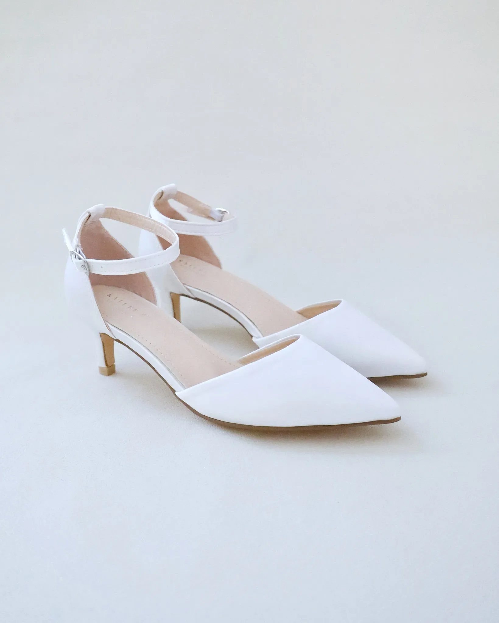 Satin Pointy Toe Low Heels Wedding Shoes