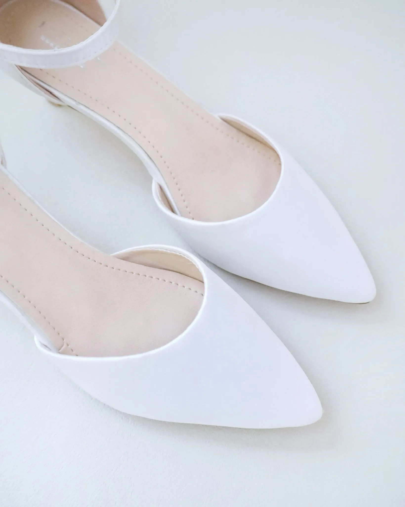 Satin Pointy Toe Low Heels Wedding Shoes