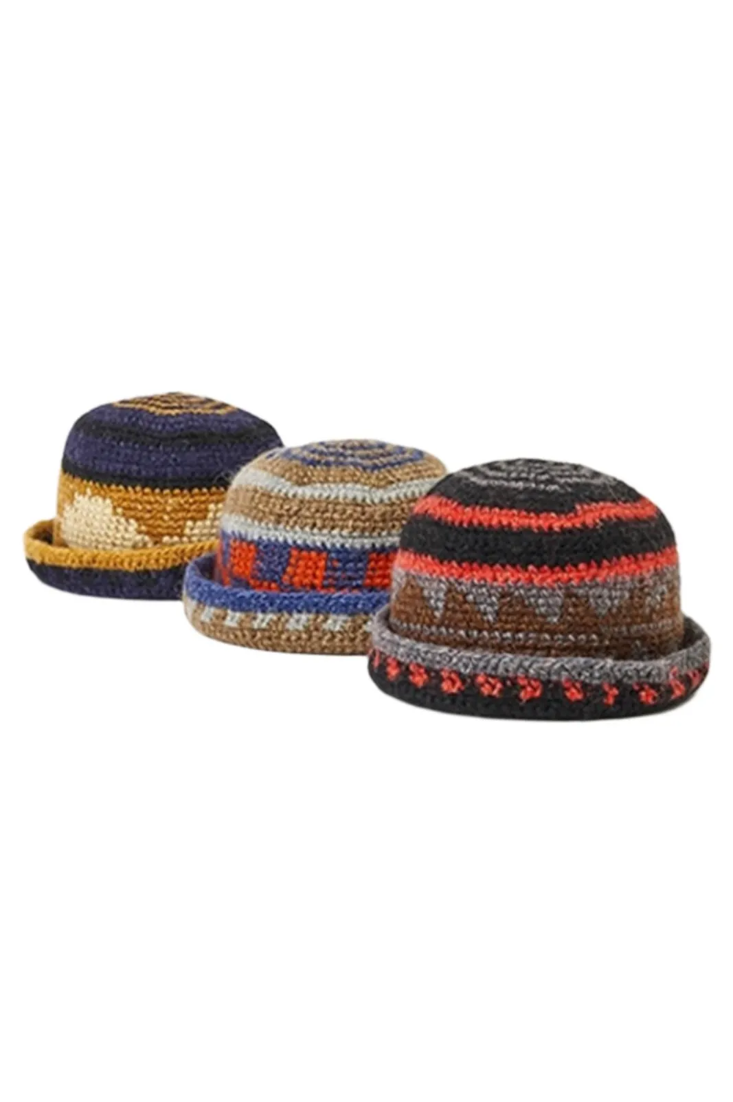 SB243-0409 Fine Hand Knit Hat Navy Mix