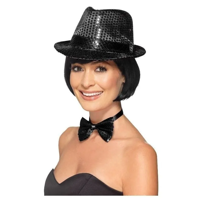 Sequin Trilby Hat Adult Black