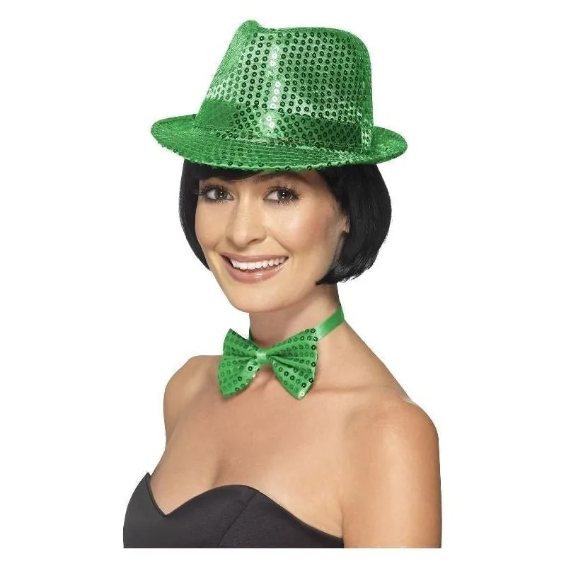 Sequin Trilby Hat Adult Green