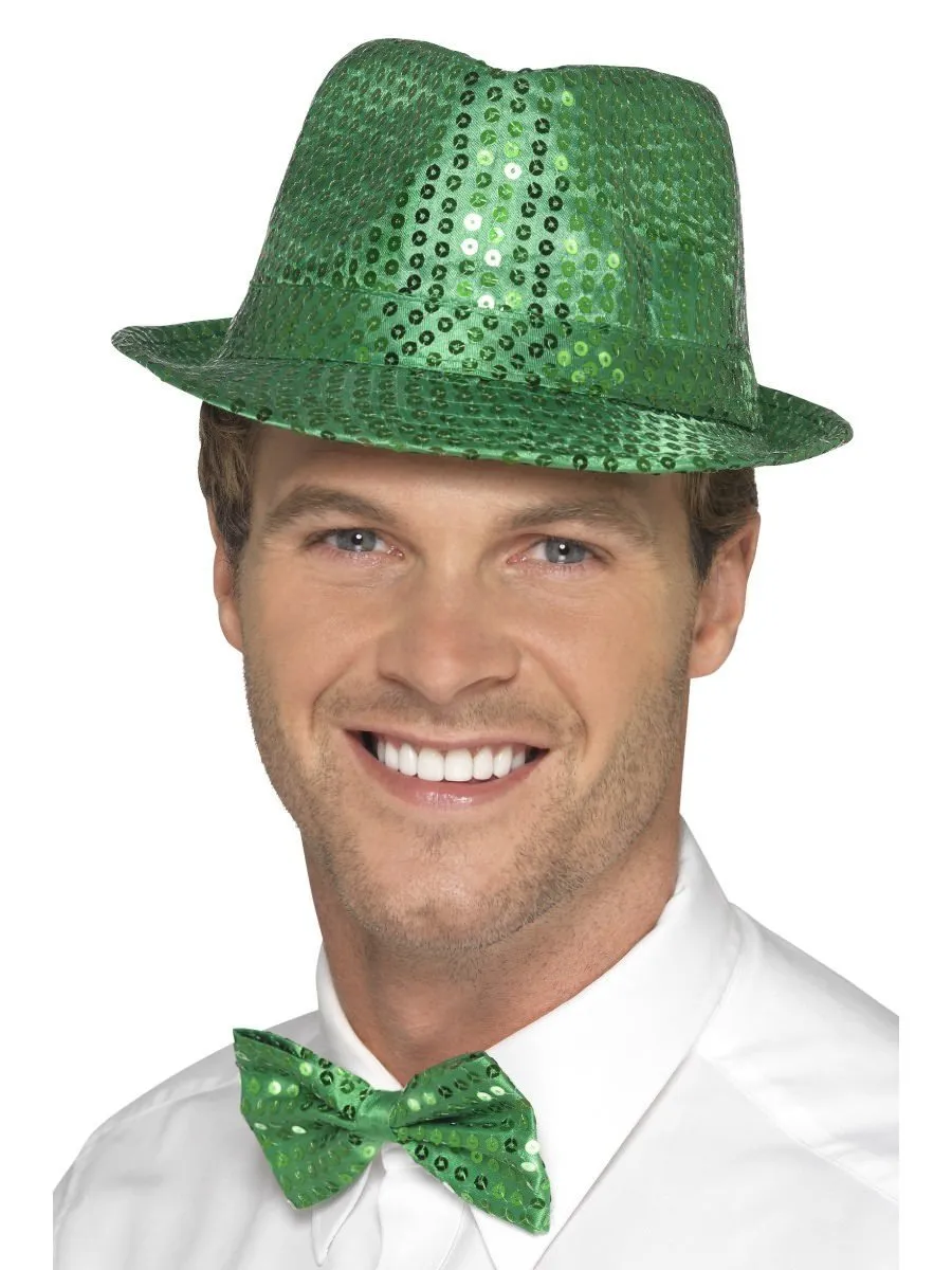 Sequin Trilby Hat, Green