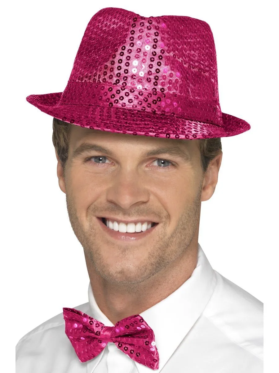 Sequin Trilby Hat, Pink