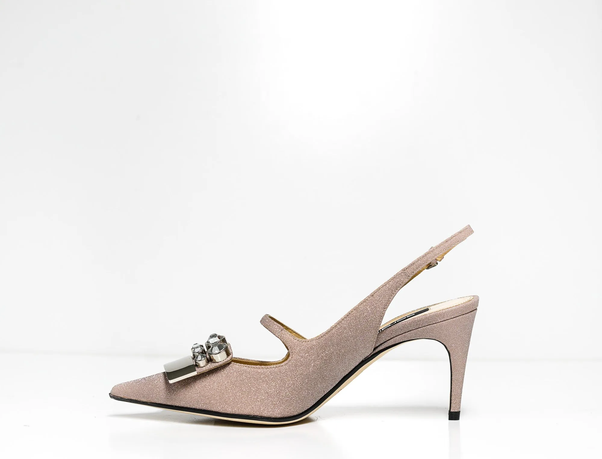 Sergio Rossi Women's Glitter Cipria Slingback A81190 40% OFF