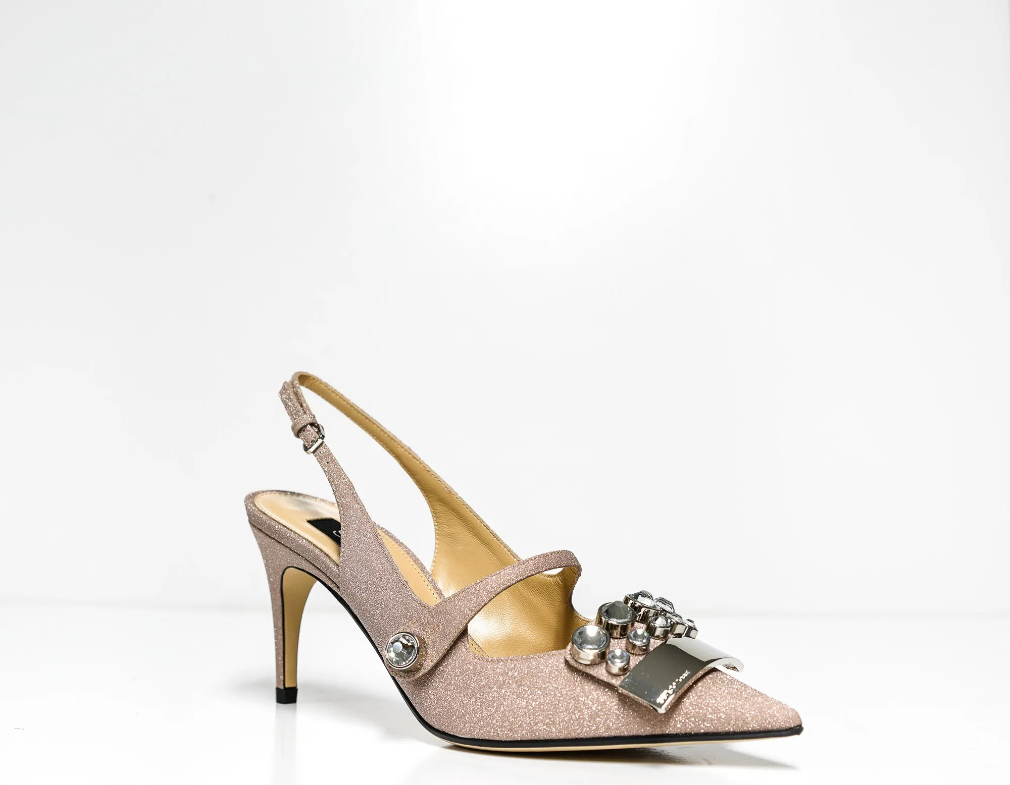 Sergio Rossi Women's Glitter Cipria Slingback A81190 40% OFF