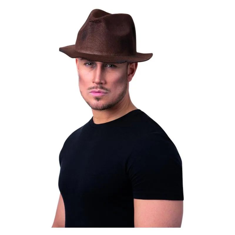 Serial Killer Worn-Look Trilby Hat Brown Adult