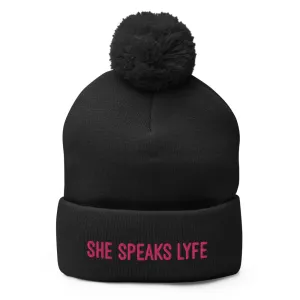 She Speaks Lyfe Pom-Pom Beanie