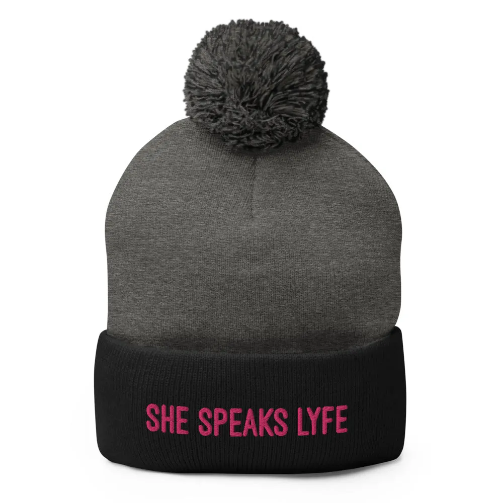 She Speaks Lyfe Pom-Pom Beanie