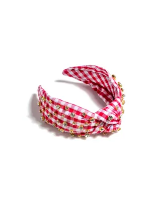Shiraleah Embellished Gingham Knotted Headband, Red