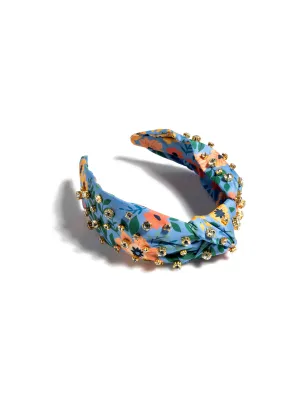 Shiraleah Floral Embellished Knotted Headband, Navy