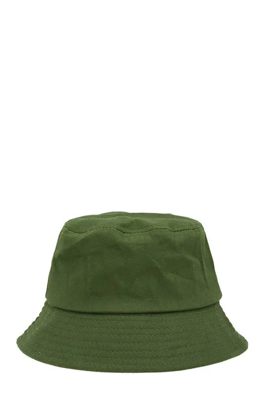 Short Brim Solid Canvas Cotton Bucket Hat
