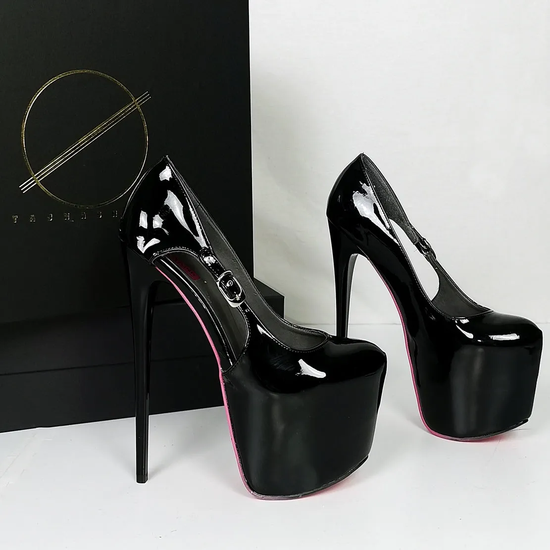 Side Decollette Black Patent High Heels