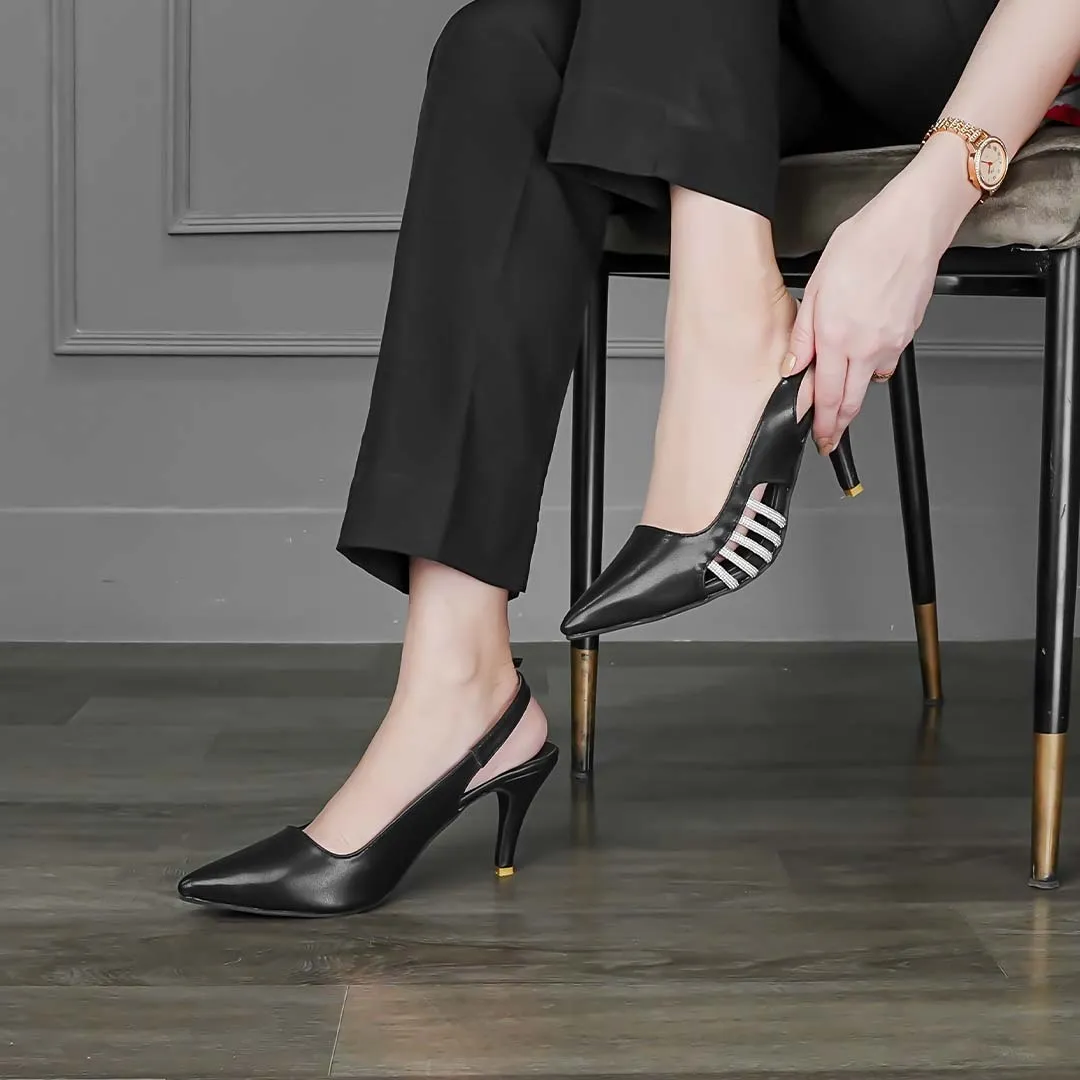 Side Stripe Heels Black