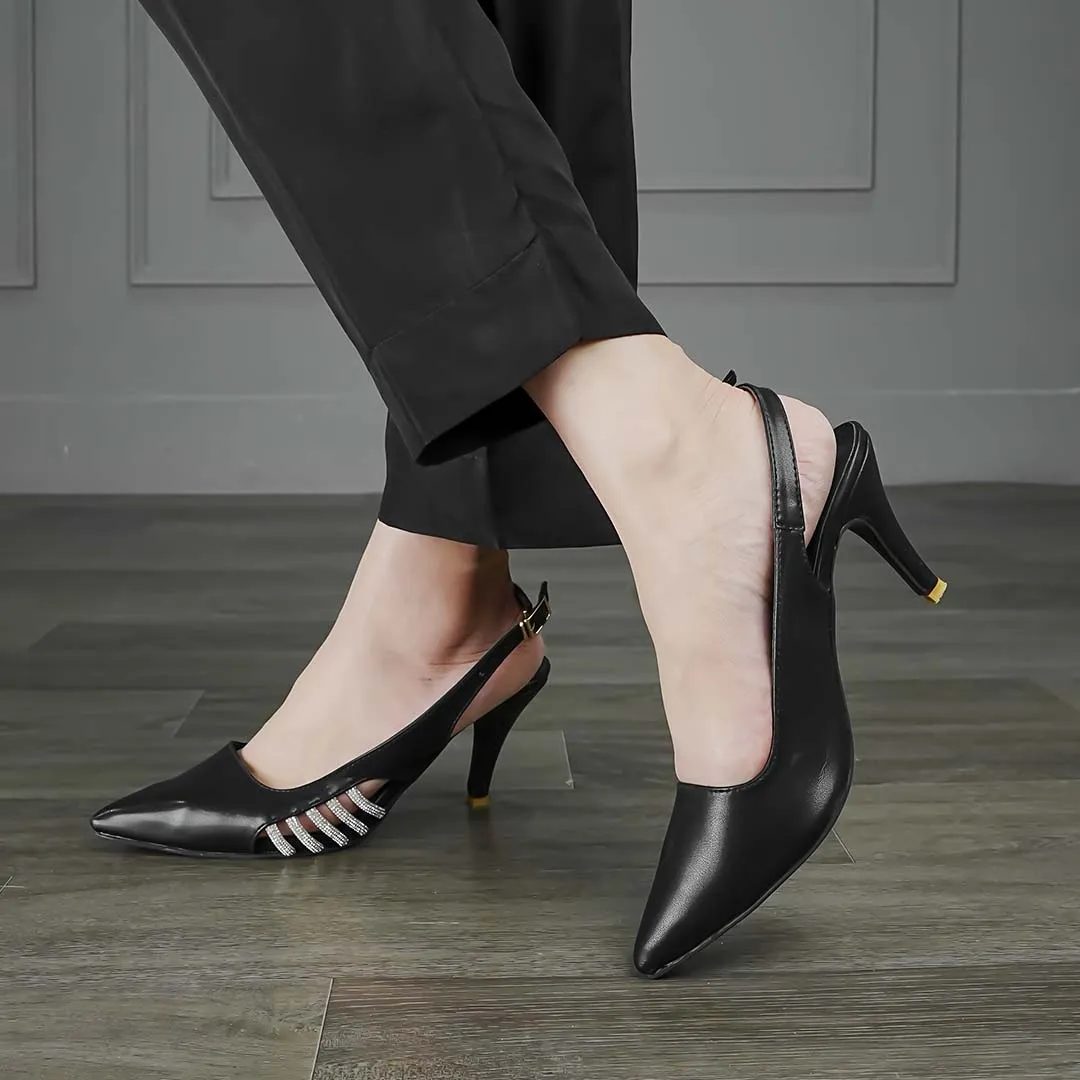Side Stripe Heels Black