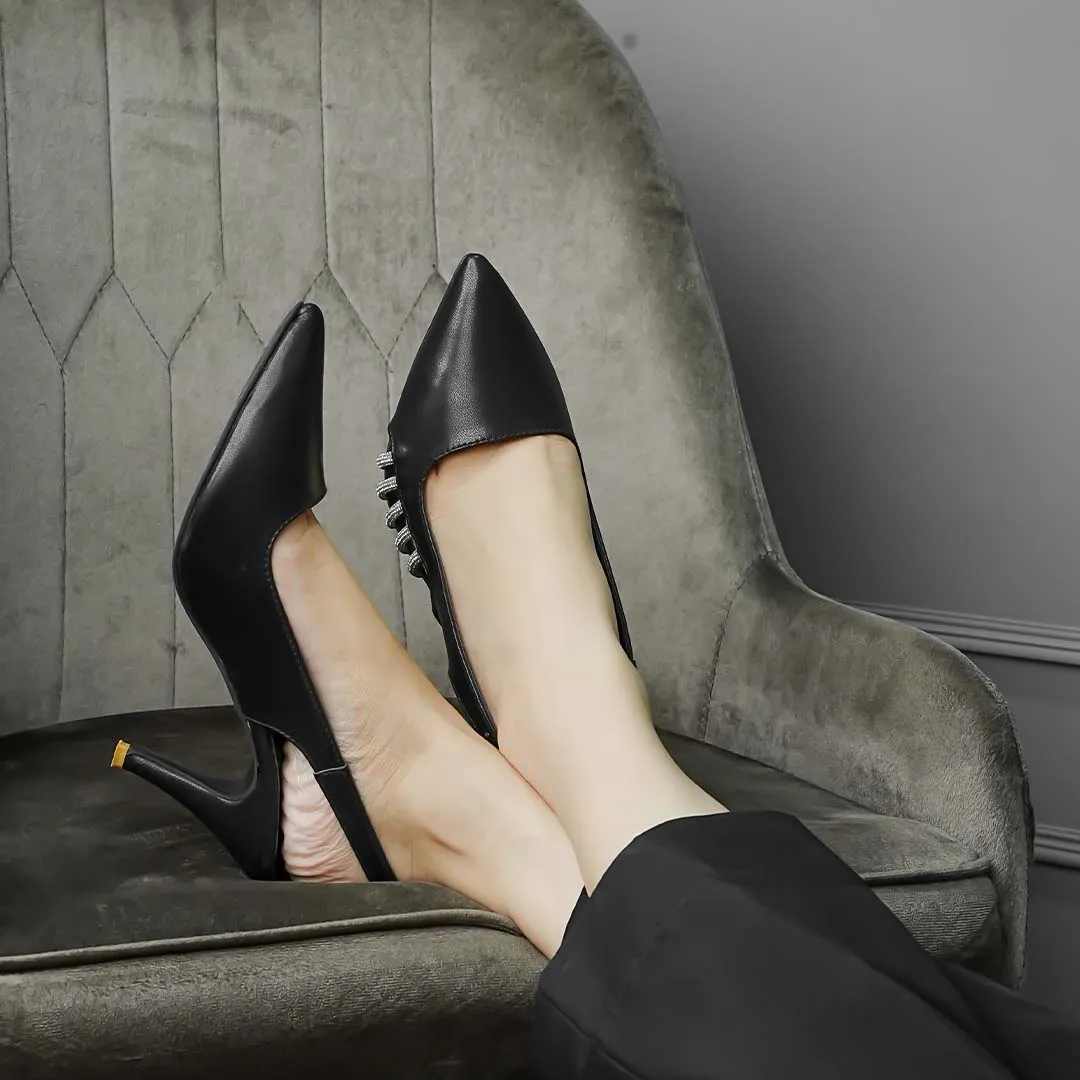 Side Stripe Heels Black