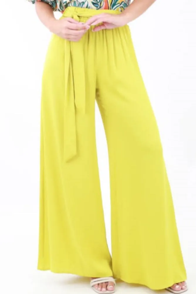 Silk Tie Waist Pants -Black