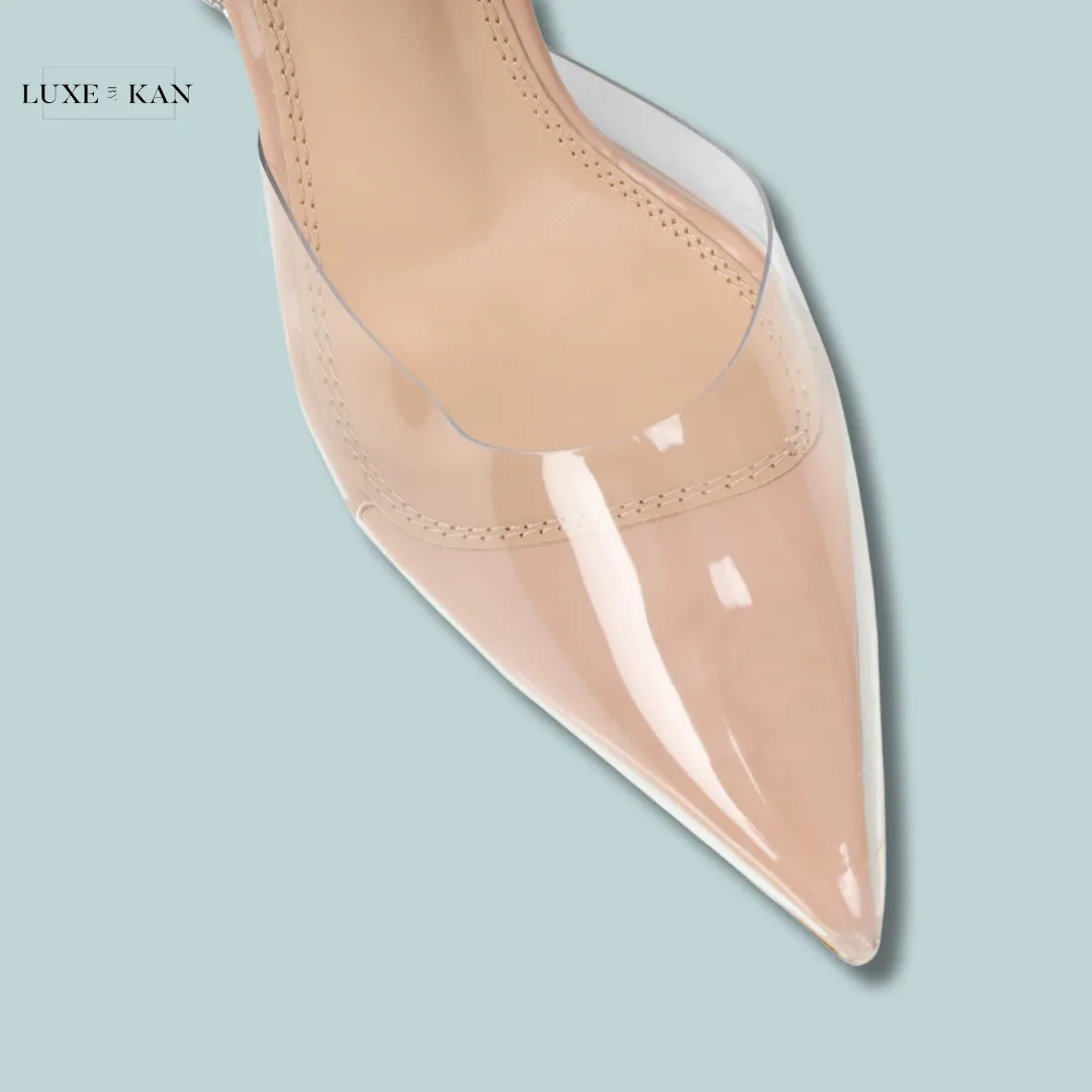 SIMMI SHOES ROBYN CLEAR MIRROR DIAMANTE COURT SHOES