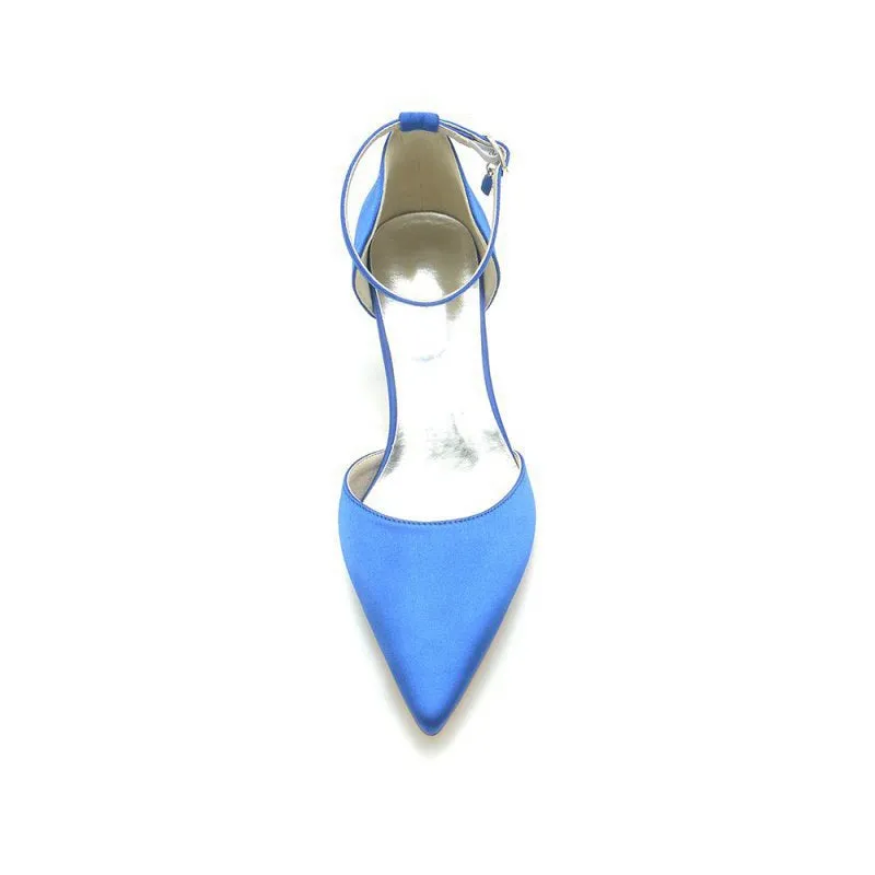 Simple Pointed Toe Satin Kitten Heels