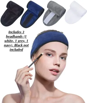 Sinland Spa Headband for Women 3 Counts Adjustable Makeup Hair Band with Magic Tape Head Wrap for Face Care, Mask, Makeup and Sports
