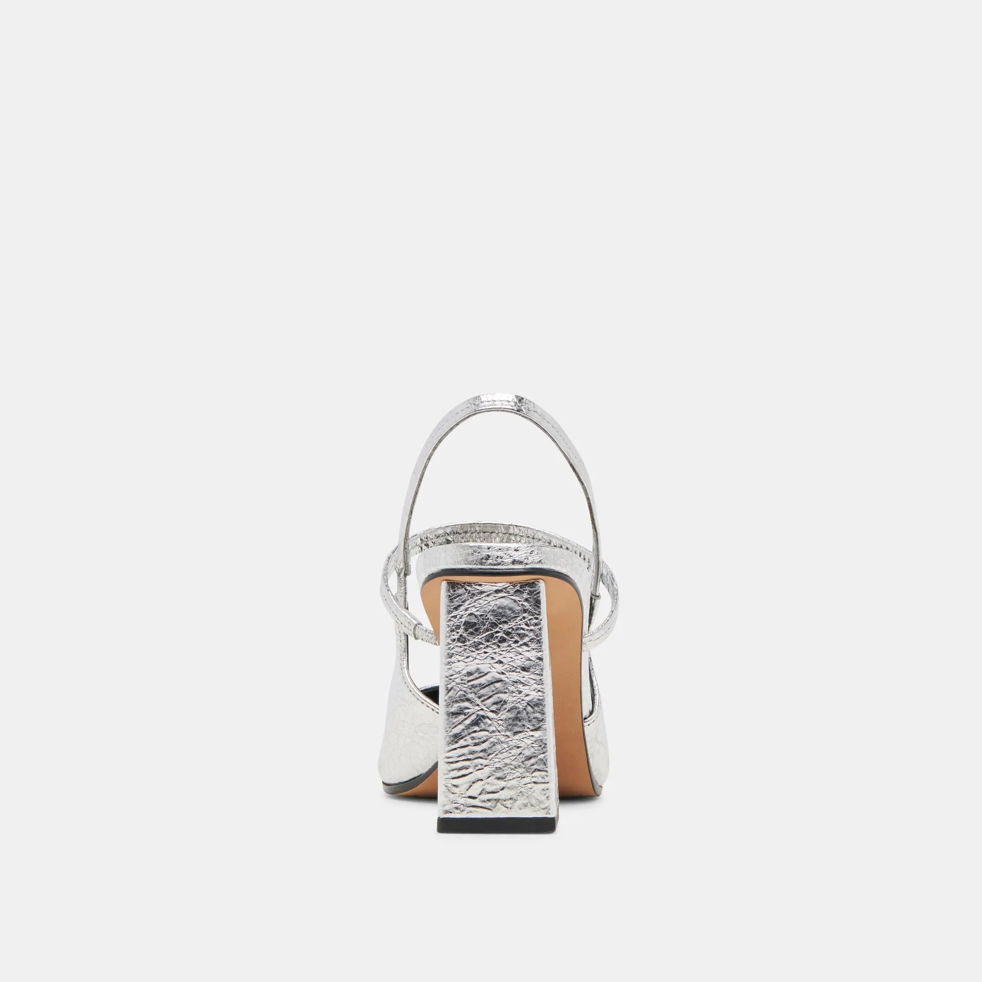 SOYER HEELS SILVER DISTRESSED LEATHER