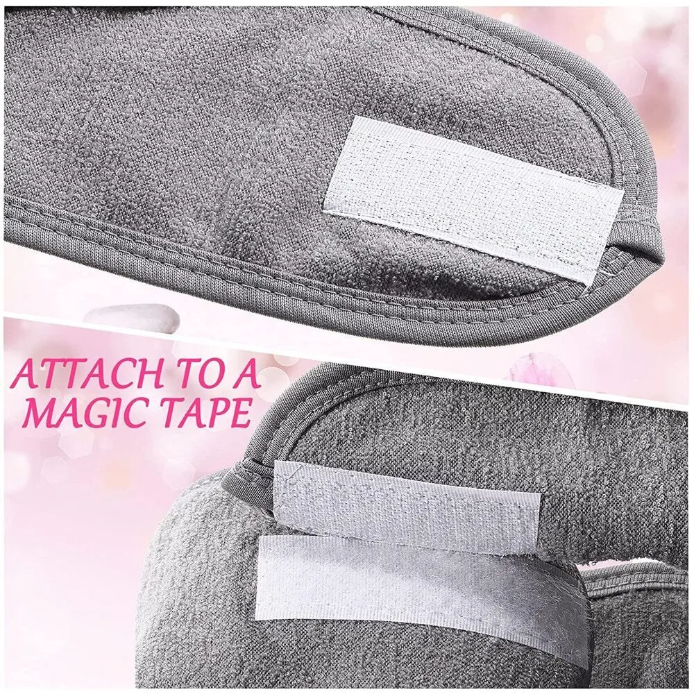Spa Facial Terry Cloth Stretch Headbands with Hook and Loop Closure / 24 Pack - (6) White   (6) Pink   (6) Grey   (6) Black