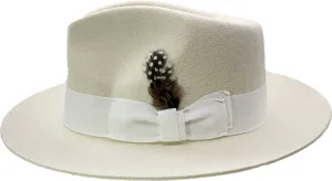 Stiff Brim White Fedora - Premium Wool Hat