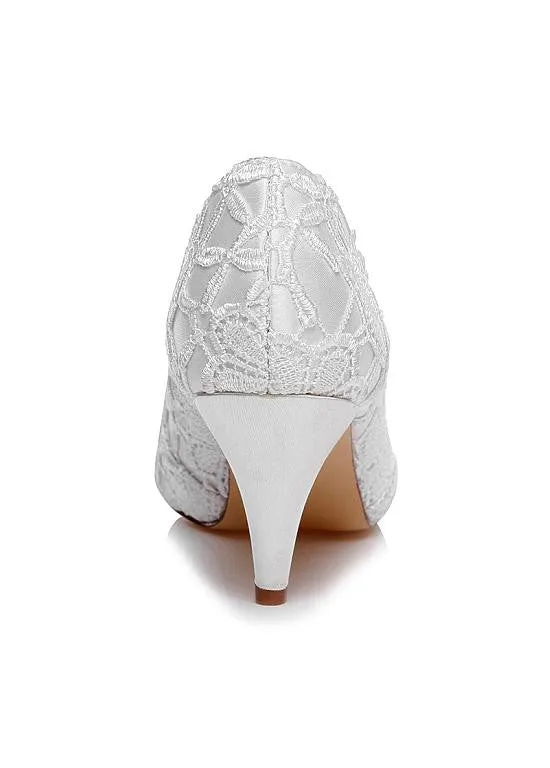 Stiletto Heels With Lace & Flowers & Rhinestones