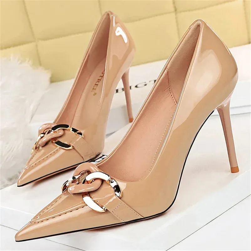 Stiletto Heels with Metal Chain – Sexy Bridal Pumps