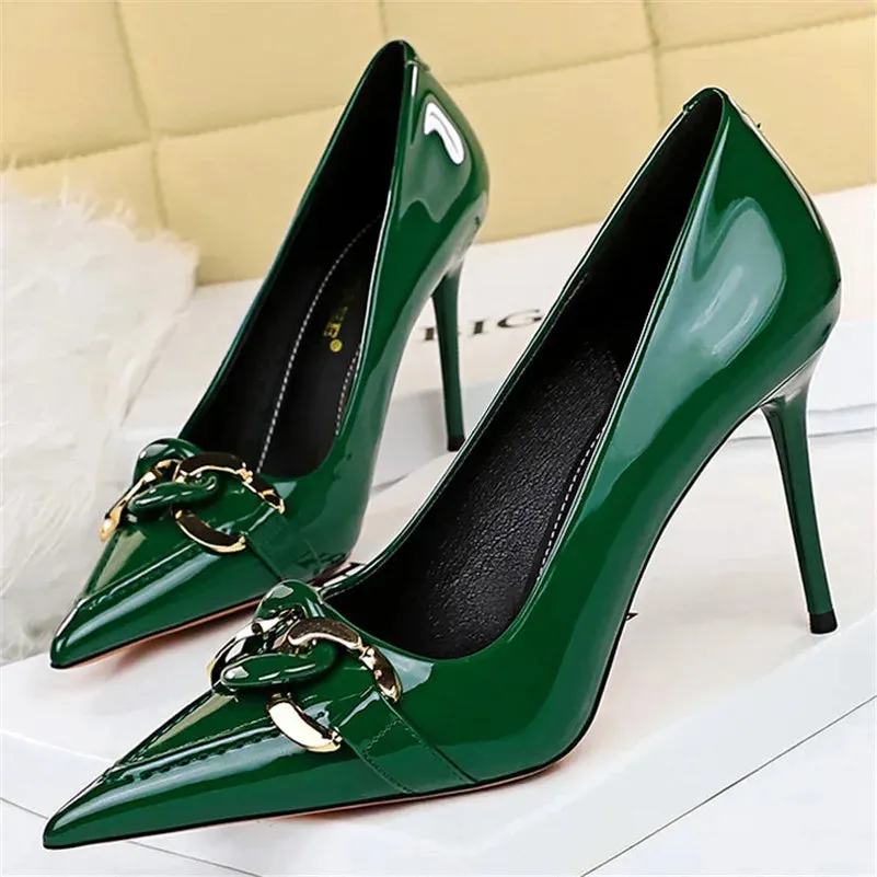 Stiletto Heels with Metal Chain – Sexy Bridal Pumps
