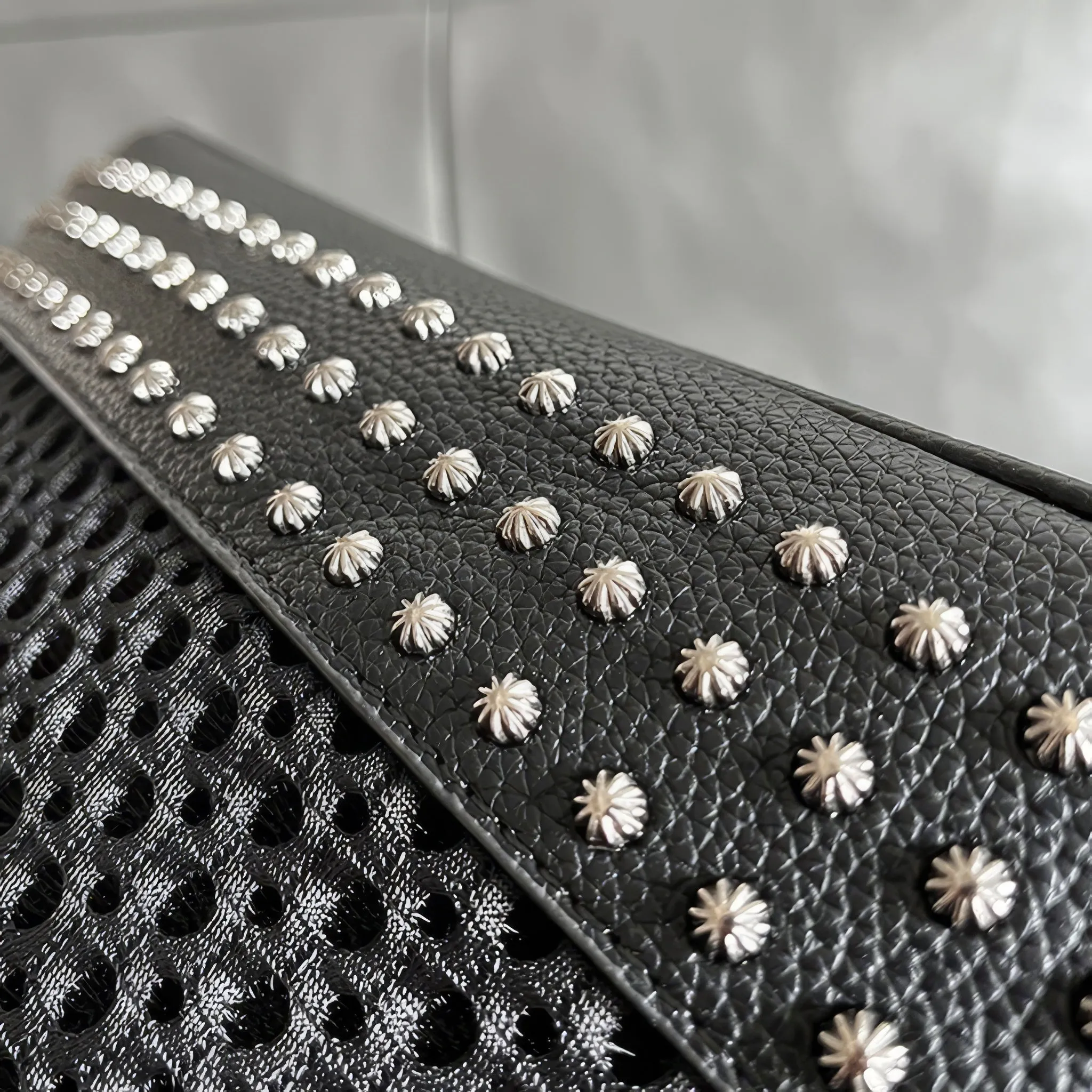 Studded Mesh Chain Strap Hobo Bag