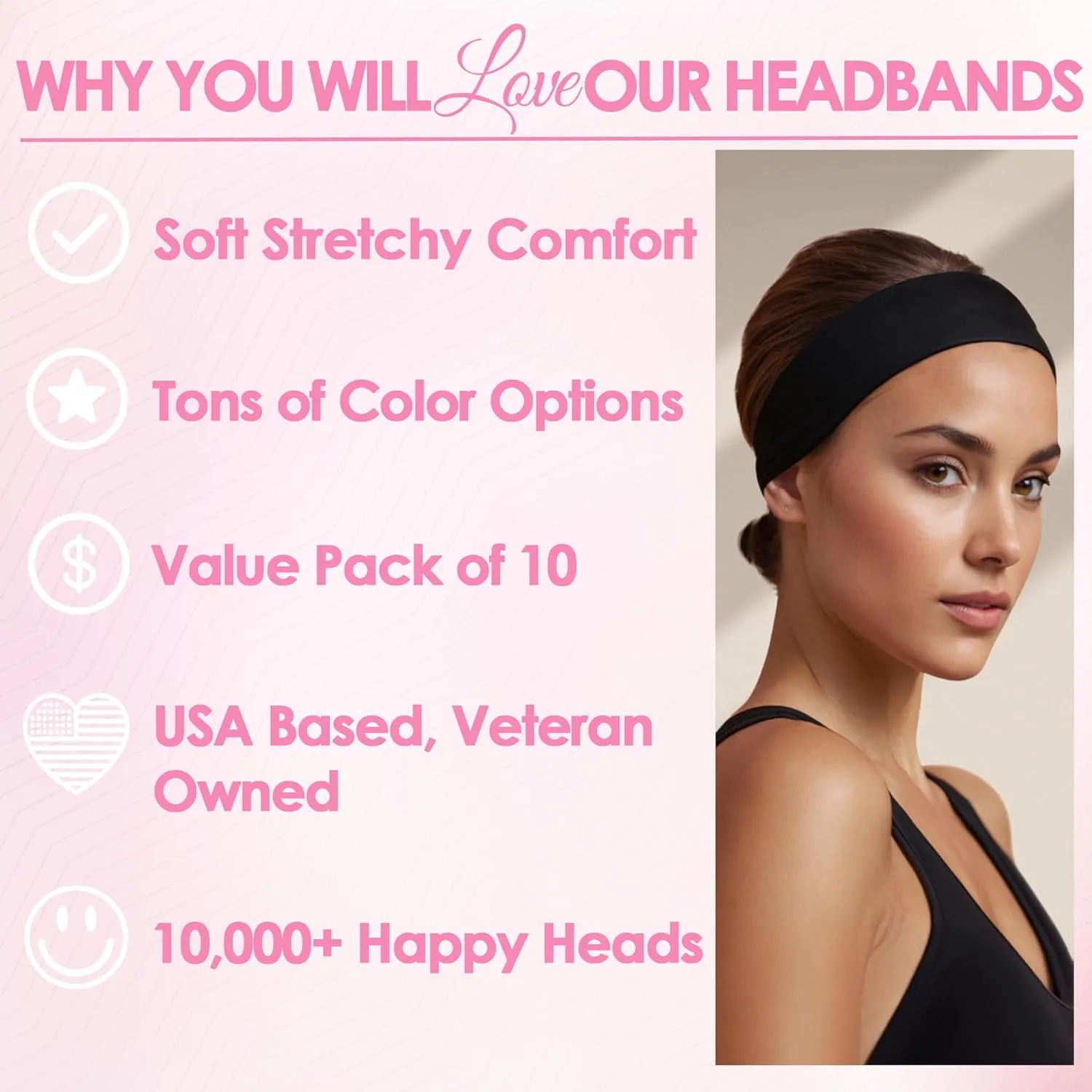 Styla Hair 10 Pack Stretch Headbands Non-Slip Head Wraps Great for Sports, Yoga, Pilates, Running, Gym, Workouts, Baseball, Casual Wear, Gifts & More!