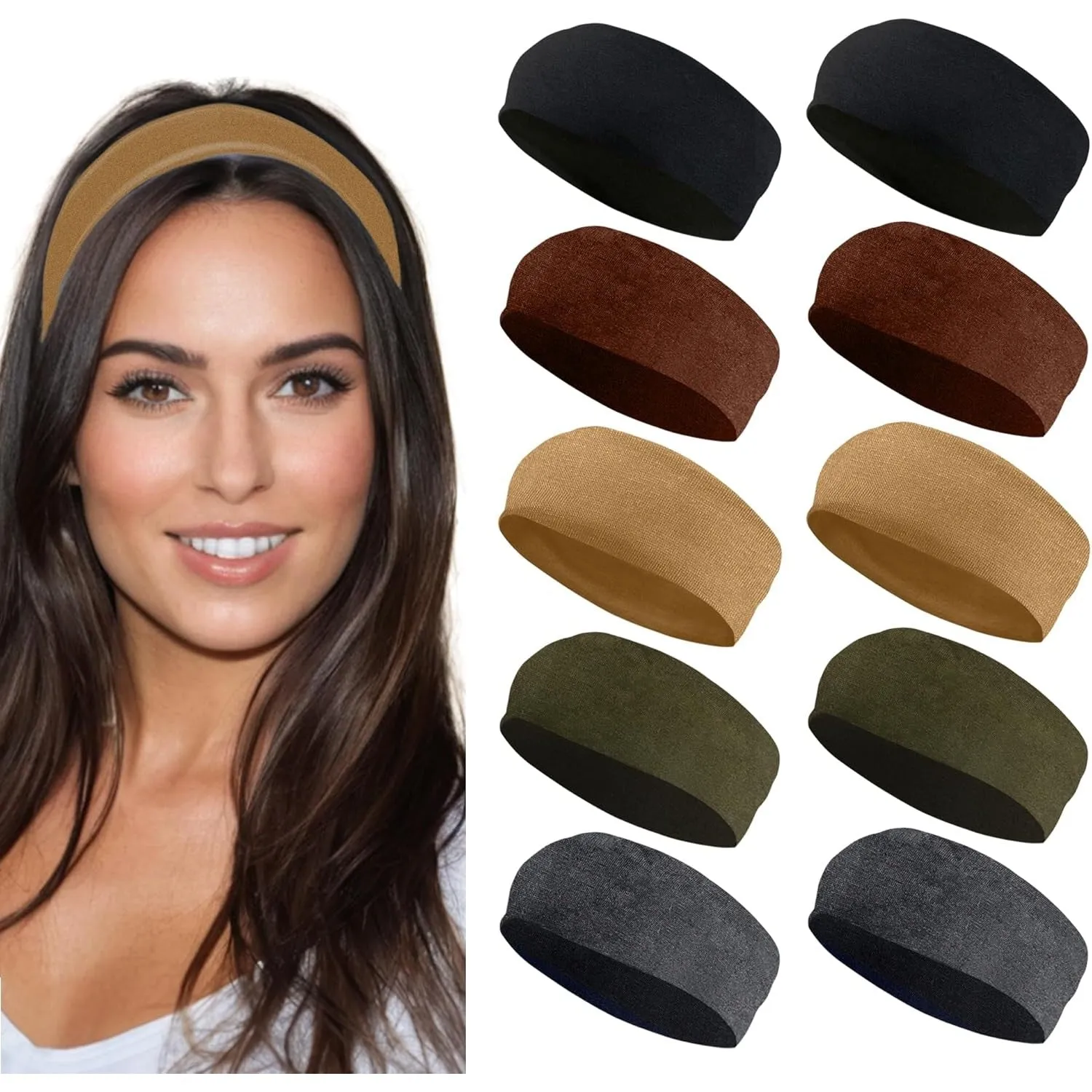 Styla Hair 10 Pack Stretch Headbands Non-Slip Head Wraps Great for Sports, Yoga, Pilates, Running, Gym, Workouts, Baseball, Casual Wear, Gifts & More!