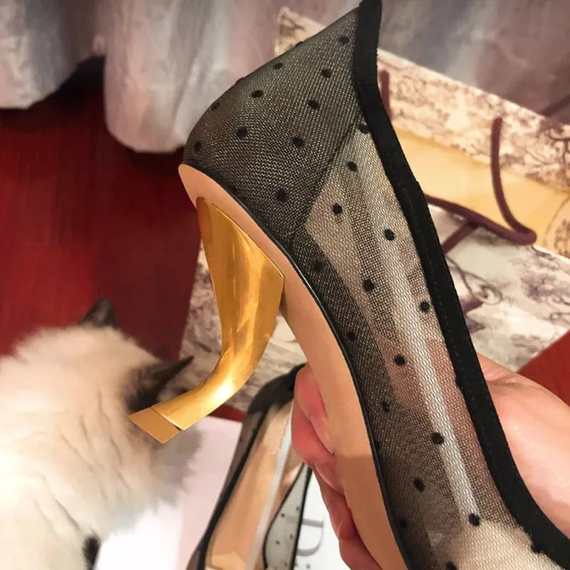 Summer Mesh Wedding Shoes Woman Sexy Strange Heel