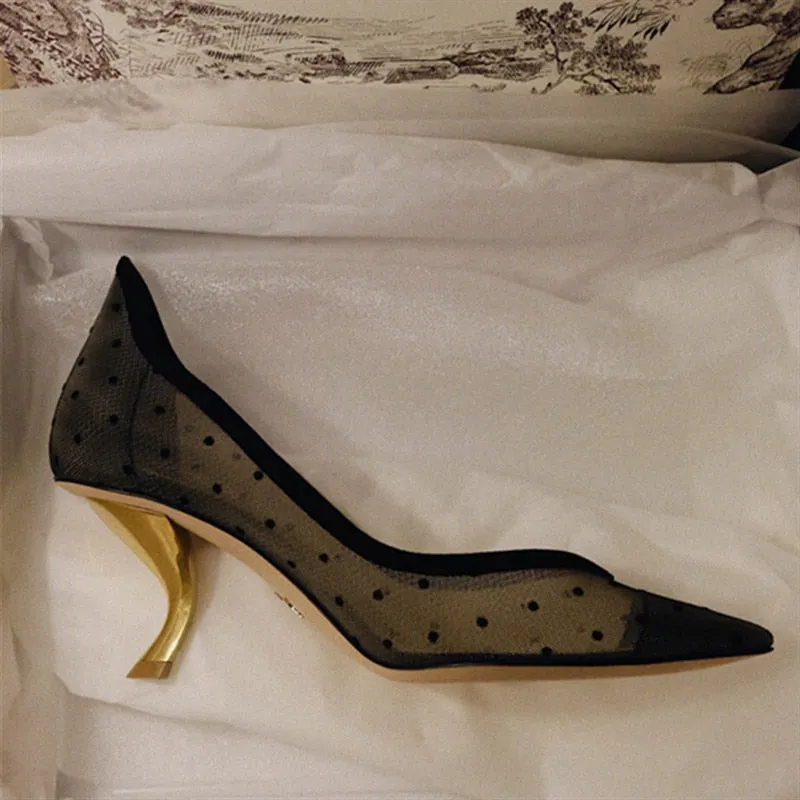Summer Mesh Wedding Shoes Woman Sexy Strange Heel