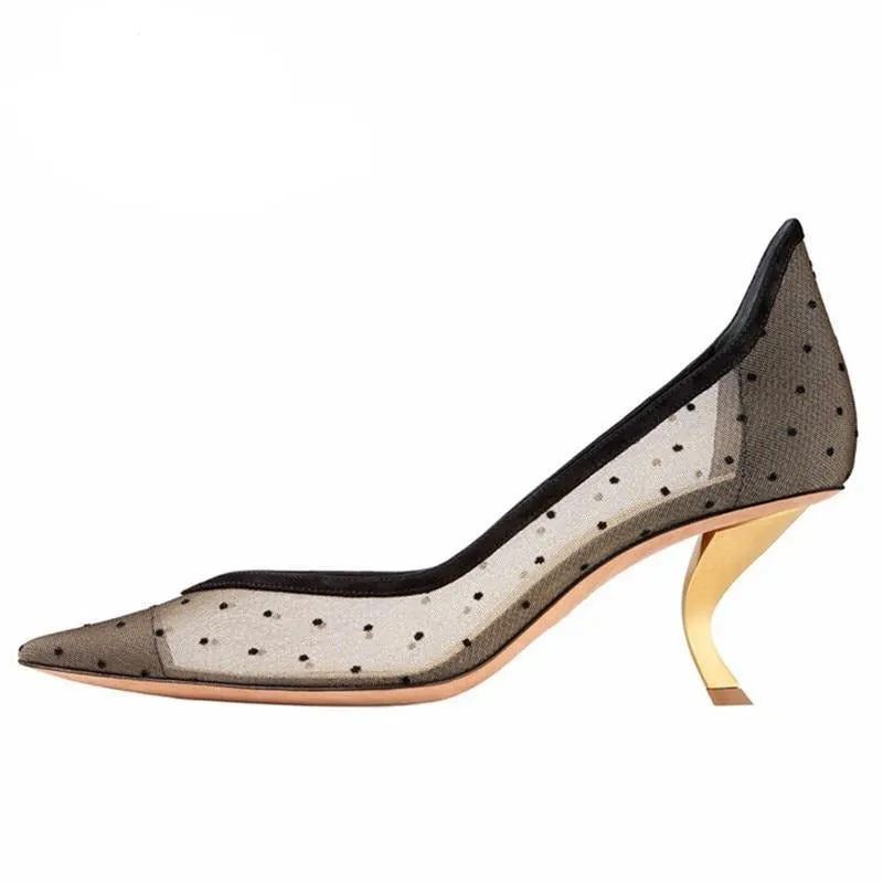 Summer Mesh Wedding Shoes Woman Sexy Strange Heel