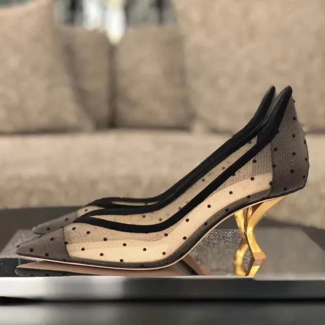 Summer Mesh Wedding Shoes Woman Sexy Strange Heel